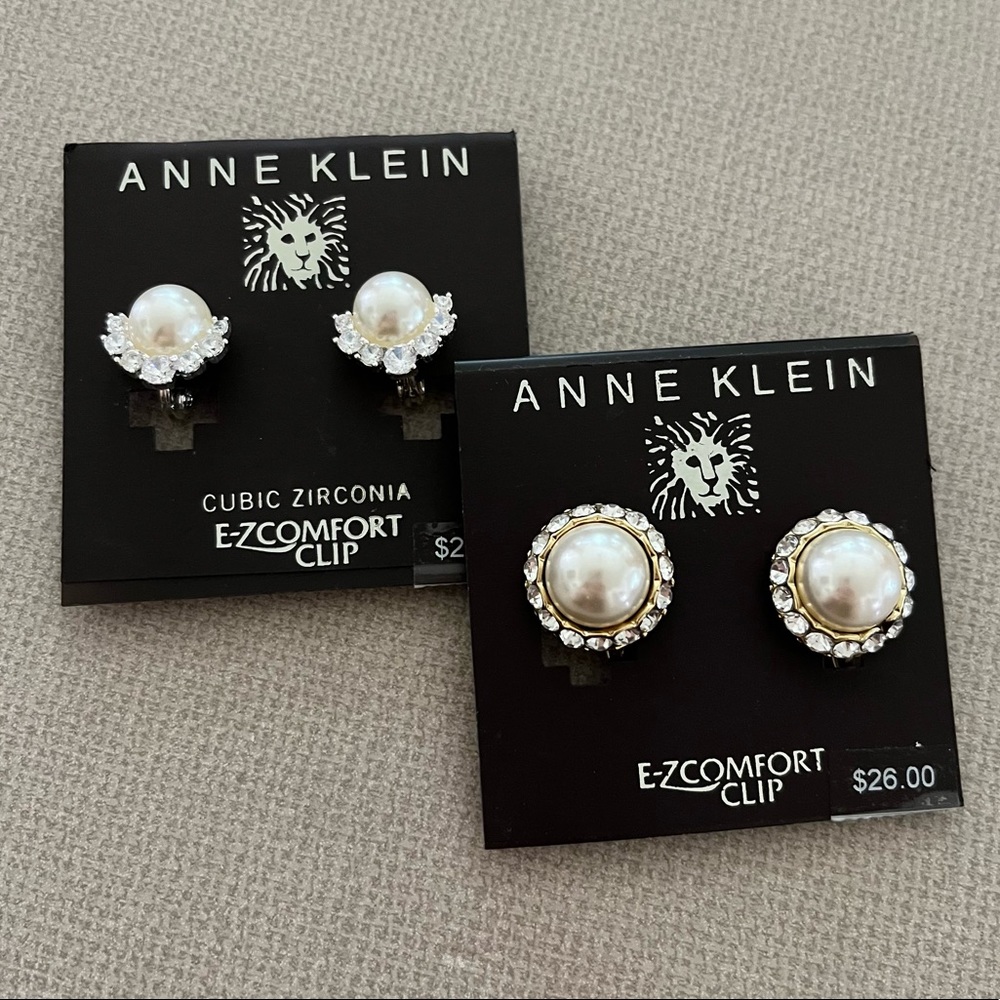 2 Pairs of Clip-On Cubic Zirconia and Pearl Earrings